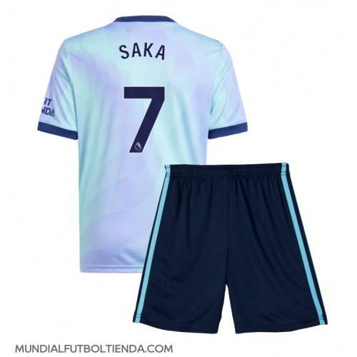 Camiseta Arsenal Bukayo Saka #7 Tercera Equipación Replica 2024-25 para niños mangas cortas (+ Pantalones cortos)